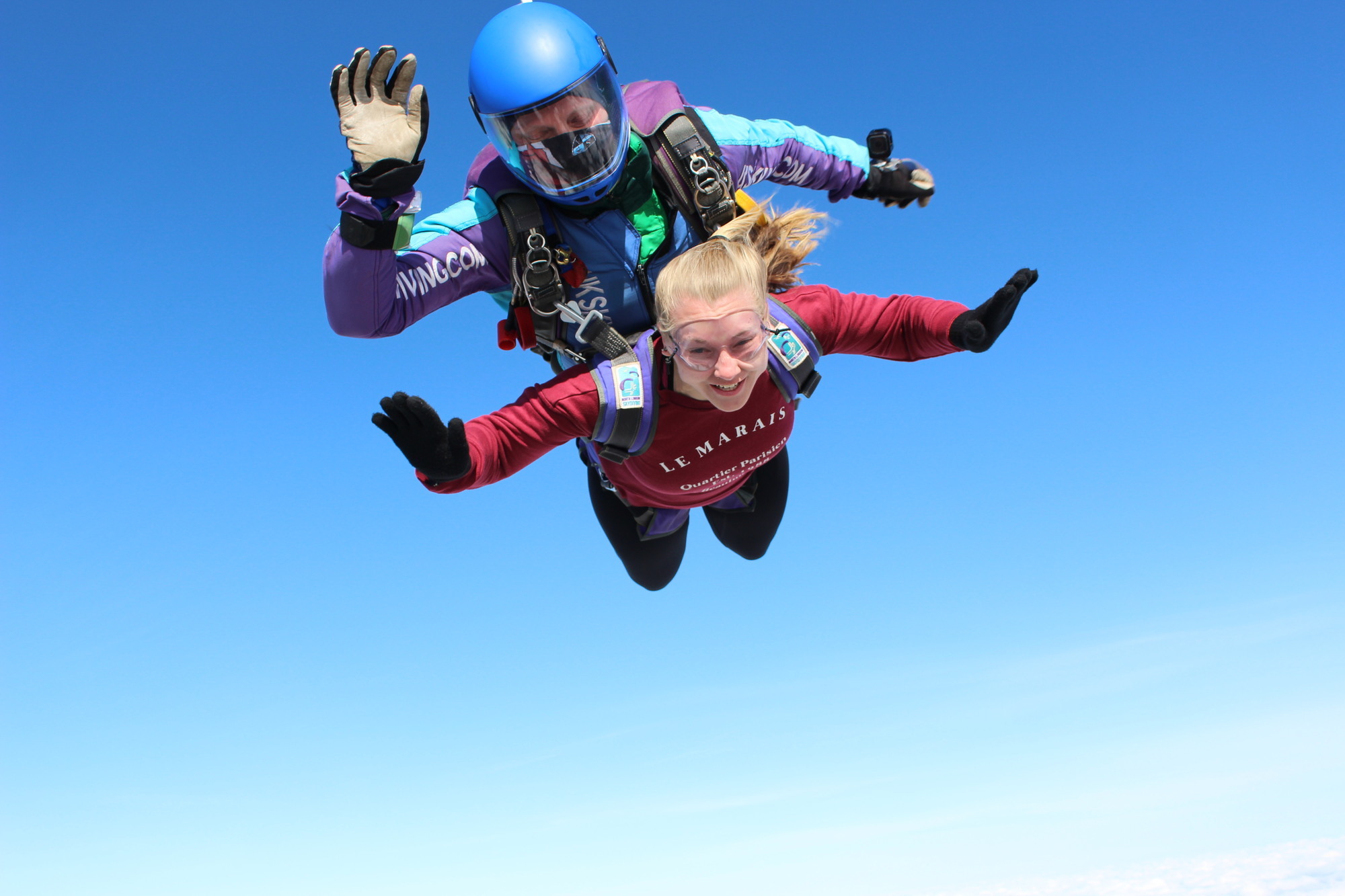 Tina Clark skydiving