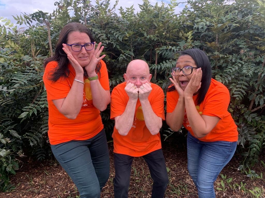 Christine, Andy and Tracey looking nervous