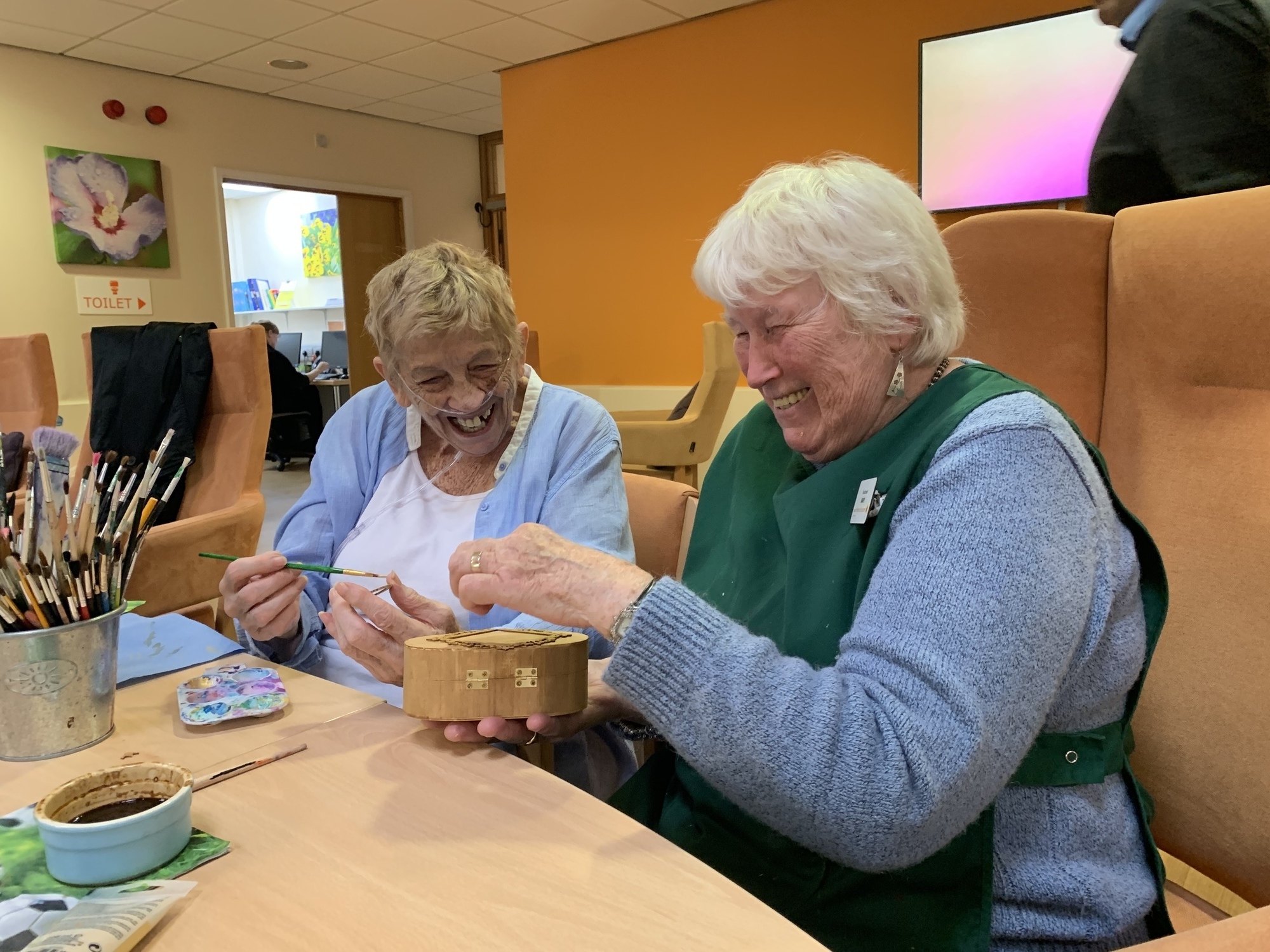 Volunteer Mary and patient Christine Smith share a laugh 2