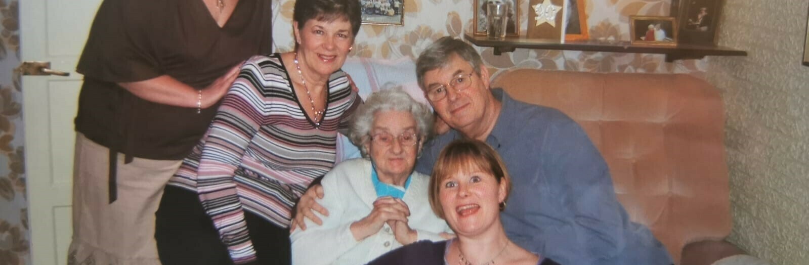 Left, Alison Fox (sister),  Helen Fox (mum), Nanny Fox (dad’s mum), John Fox dad) and Jo Fox (croppe