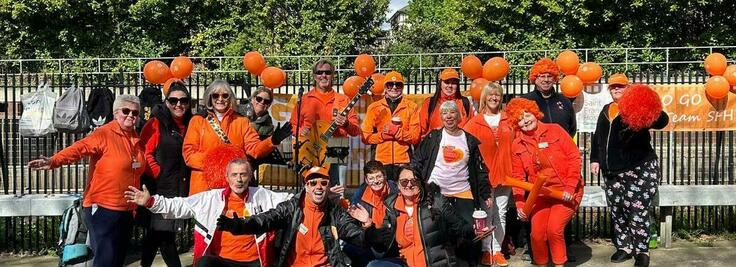 London Marathon 2024 -Volunteers at the cheer stations (cropped)