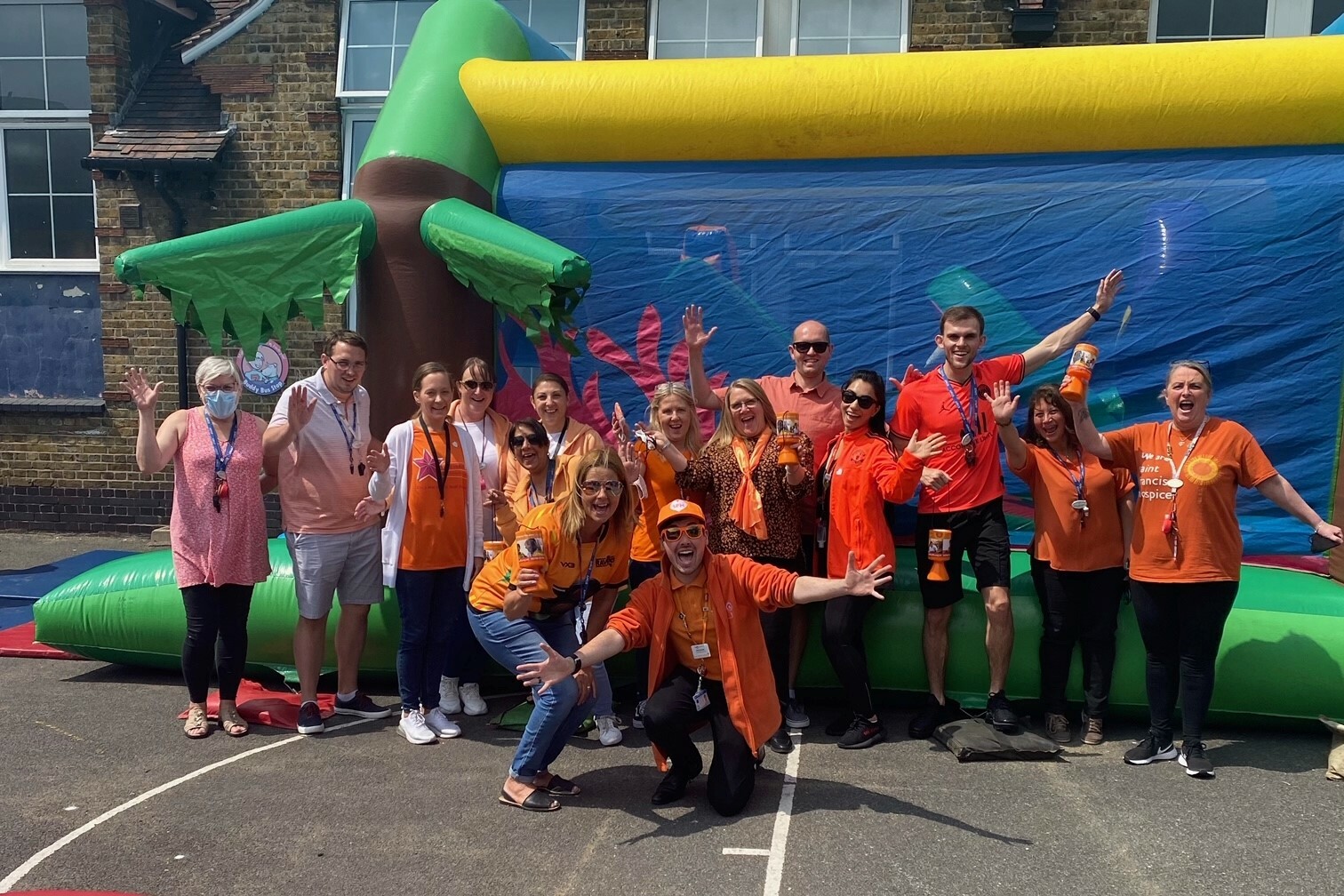 Teachers and staff at Crowlands Primary School Go Orange Day