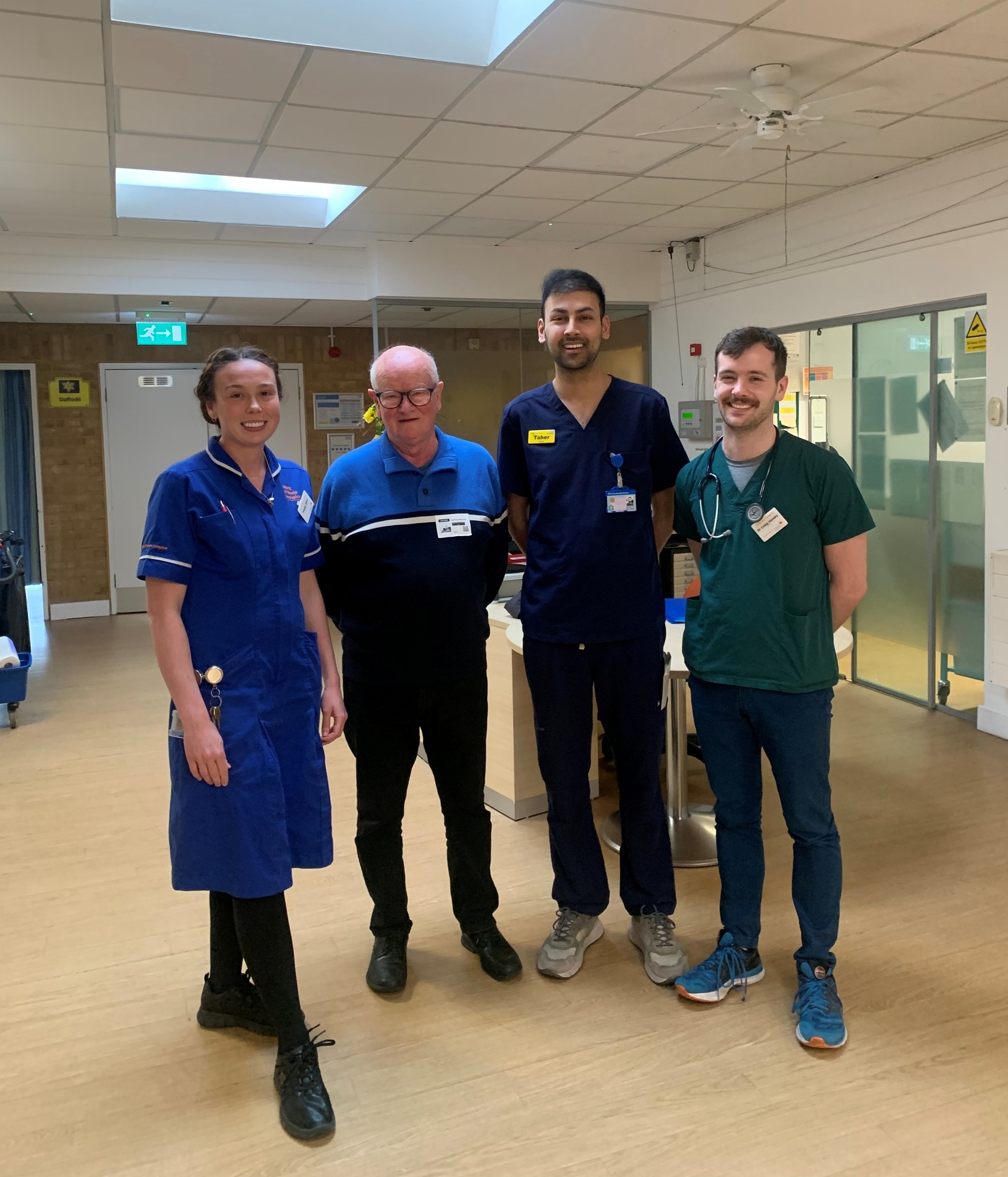 Geoff Marchant with members of the hospice care team on the ward
