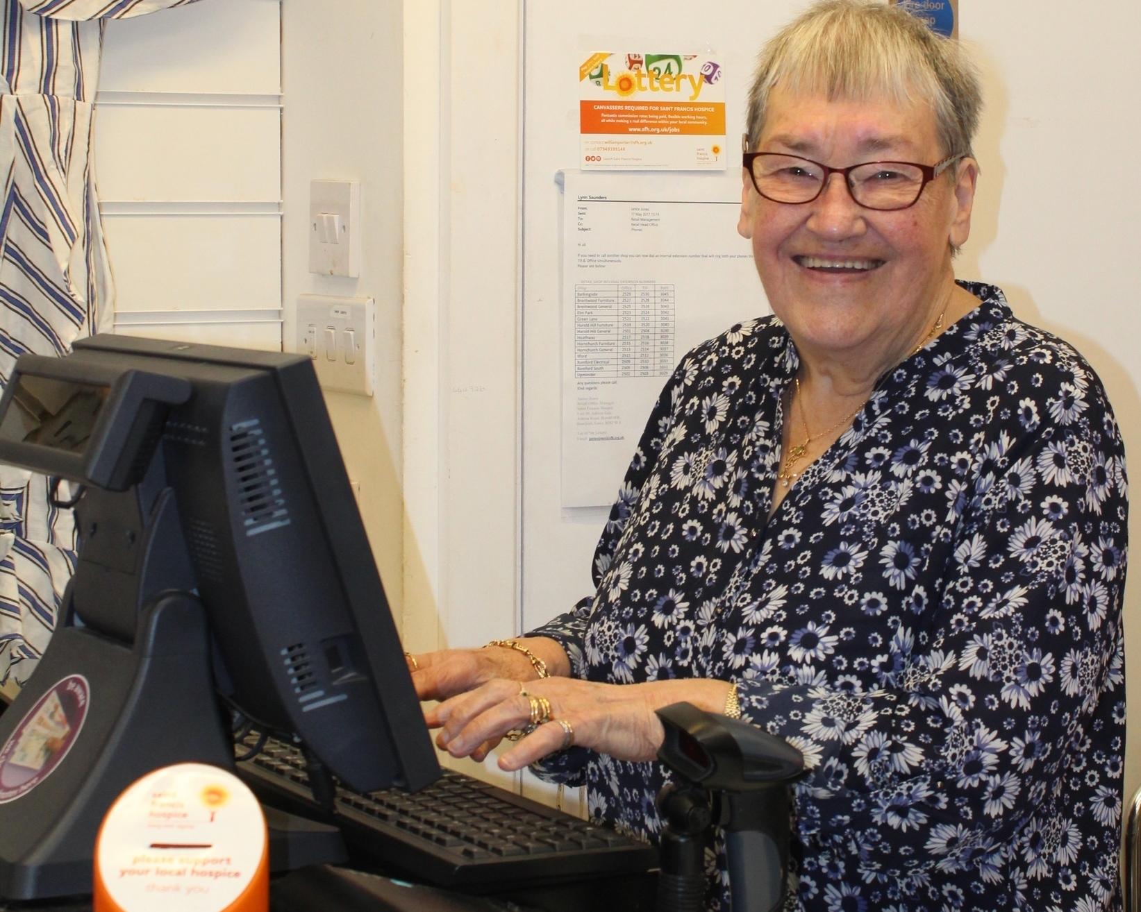 Doreen Northfield at the till (cropped)