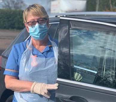 Hospice at Home HCA Julie White wearing PPE - resized