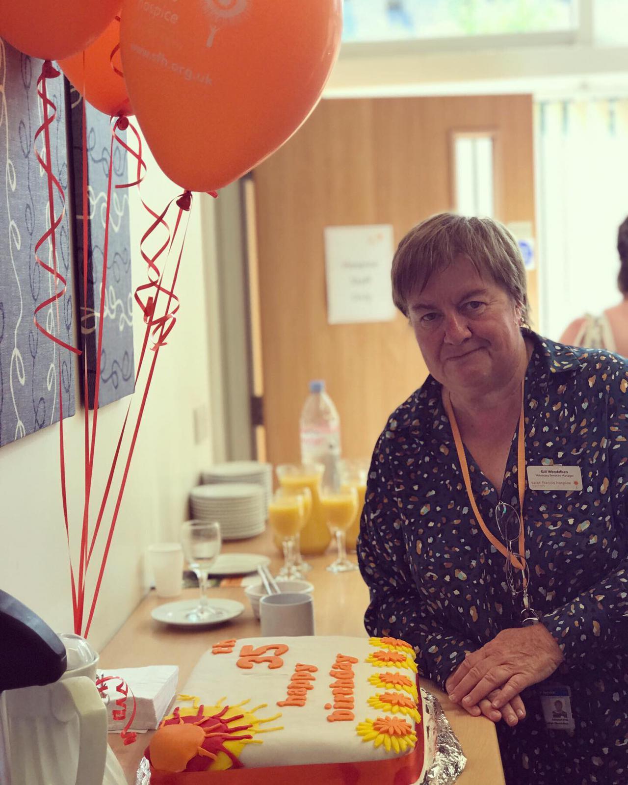 Gill Wendleken with 35th Birthday Cake