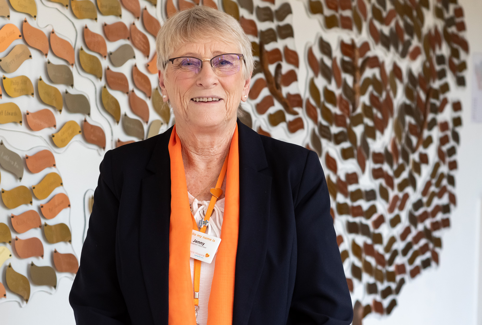 Volunteer Jenny Hodgson by the memory tree (cropped)