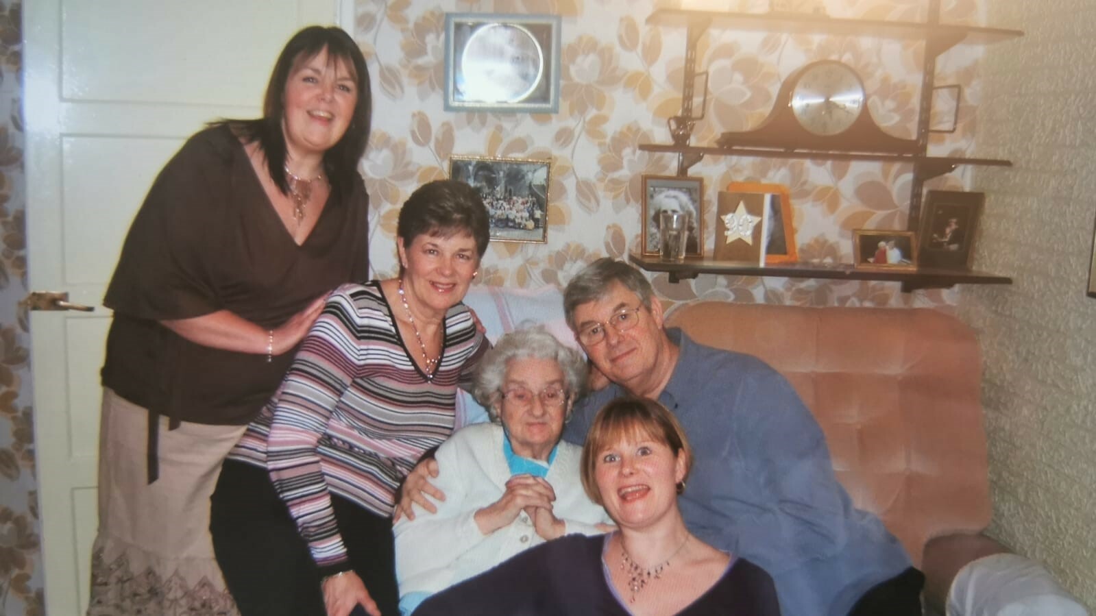 Left, Alison Fox (sister),  Helen Fox (mum), Nanny Fox (dad’s mum), John Fox dad) and Jo Fox
