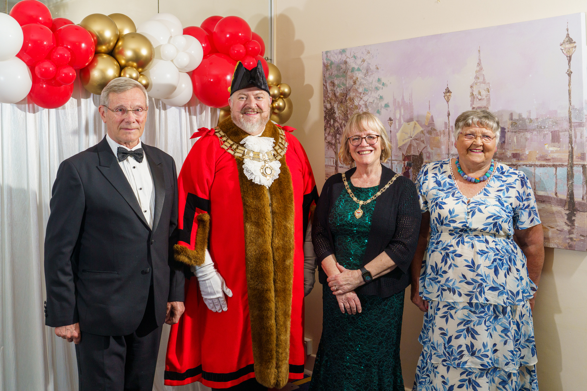 L-R Alan Kingsford, Mayor of Brentwood Cllr Jay Laplain and his wife Vanessa Laplain, Helen Kingsfor