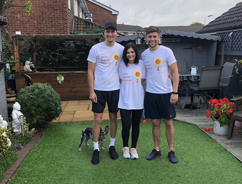 Joanne and Matthew just before the 2019 Havering Half, with their friend Ross, and a last minute ent