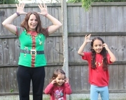 L-R Lorraine Roadnight with her daughters Priya and Jaya (cropped)
