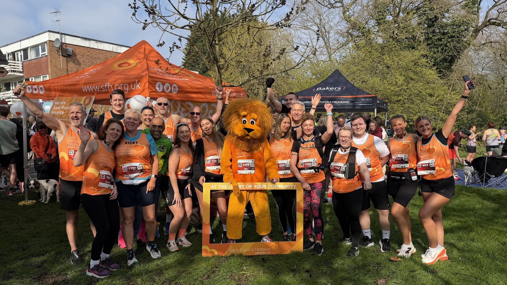 Group photo of Saint Francis Hospice runners at Brentwood Half Marathon (1)